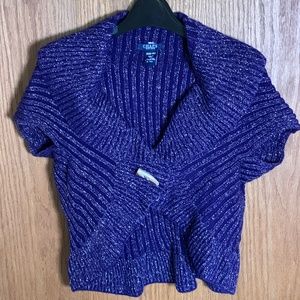 Chaps purple sparkly sweater with wide collar